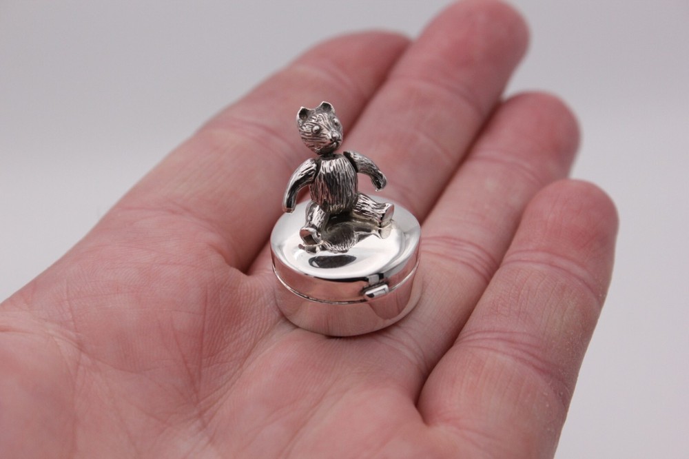 Sterling Silver Box Movable / Posable Teddy London 2010