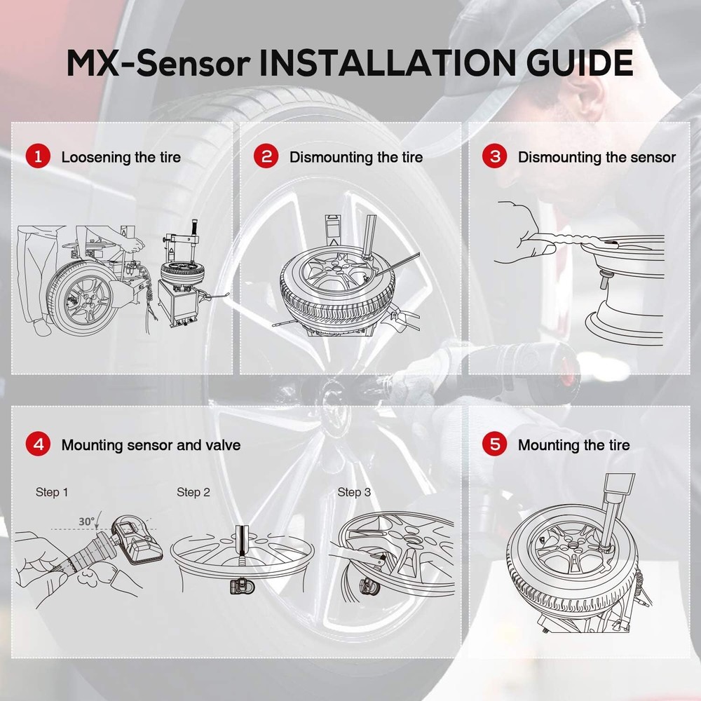Autel TPMS Sensor MX-Sensor 315MHz & 433MHz Programmable Universal Rubber Valve