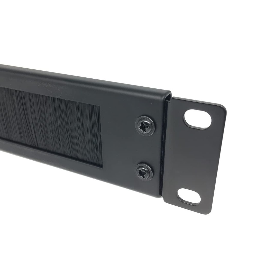 1U Brush Cable Manager Horizontal Rack Mount Management, Black