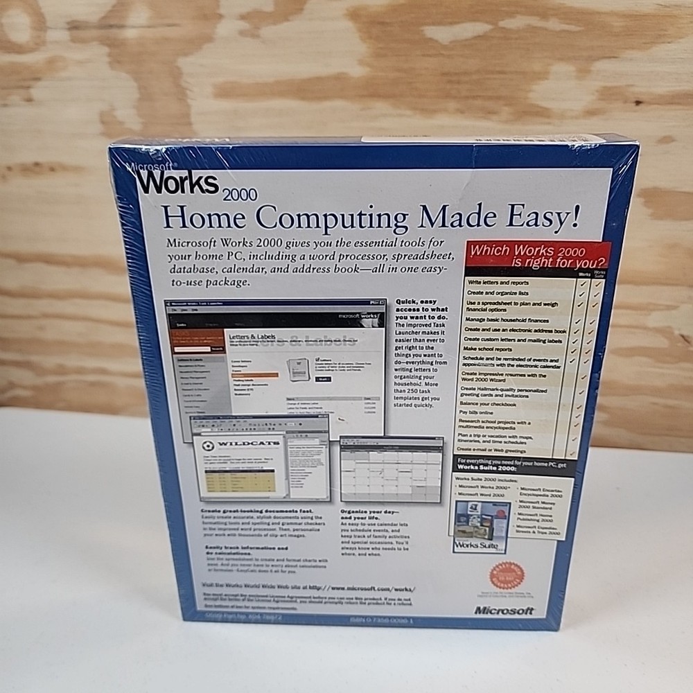 Vintage Microsoft Works 2000 Requires Windows 95 or 98 CD-ROM