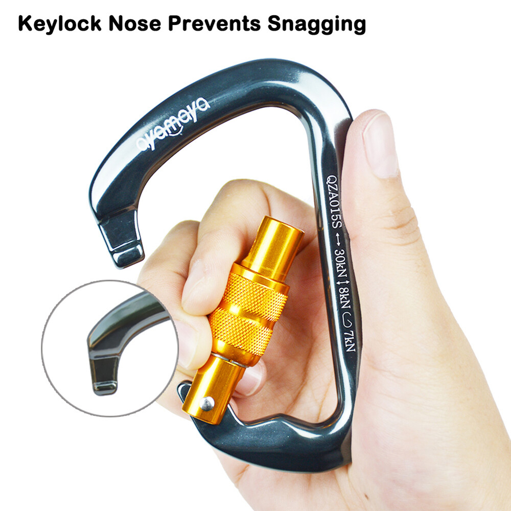 30KN Climbing Carabiner Aluminum Screw Locking Clip Heavy Duty Hook Rock Rescue