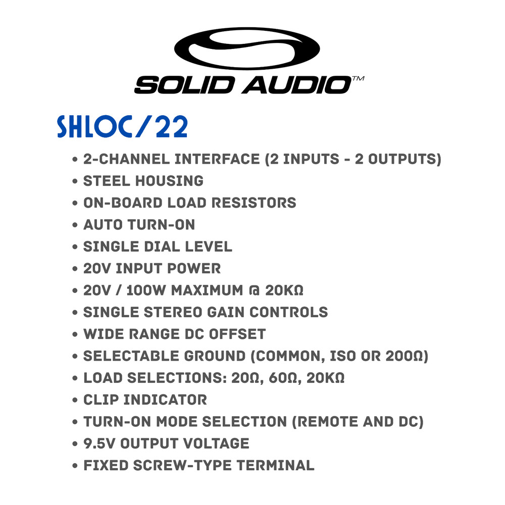 Solid Audio 2-Channel Active Line Output Converter with Auto Turn On SHLOC/22
