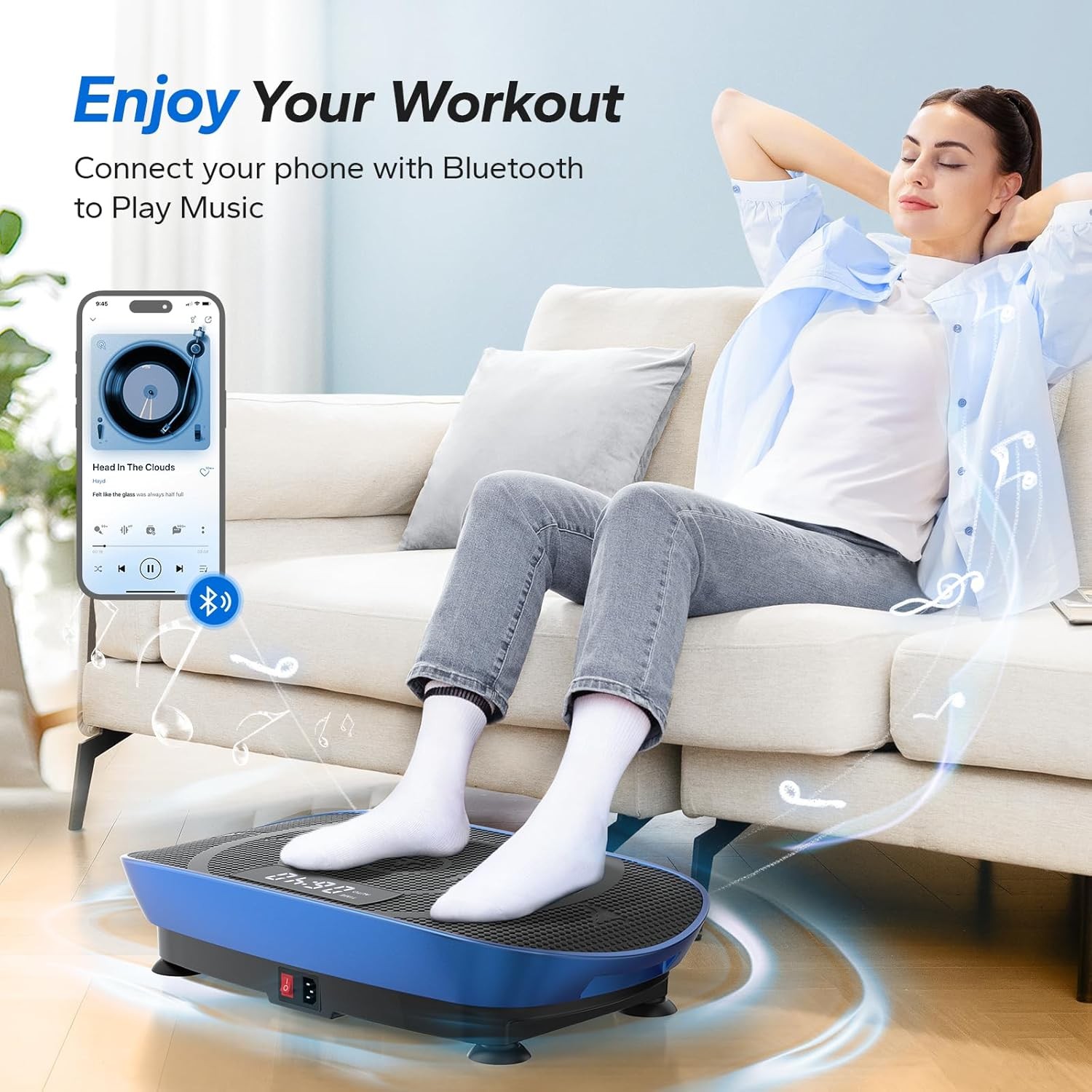 MERACH Vibration Plate Whole Body Workout Fitness Platform Exercise Machine Blue