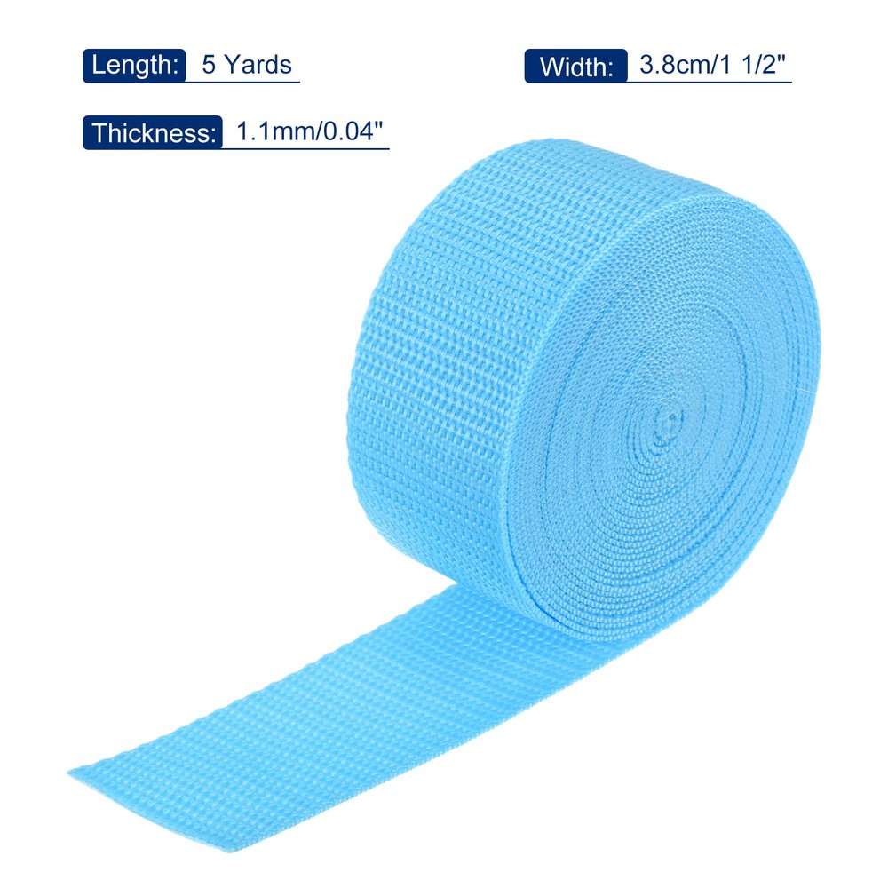 Lightweight Polypropylene Webbing Strap 3.8cm 5 Yard Sky Blue