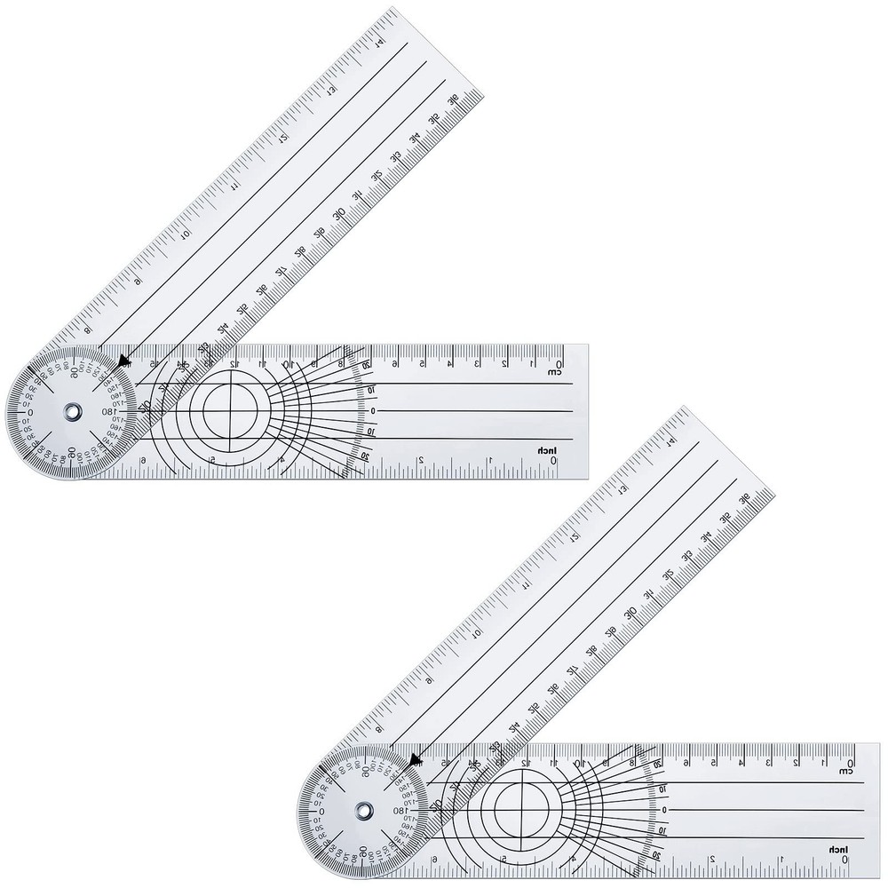 2 Pcs Plastic Goniometer Quick Protractor Clear Angle Finder Ruler with 7 Inc...