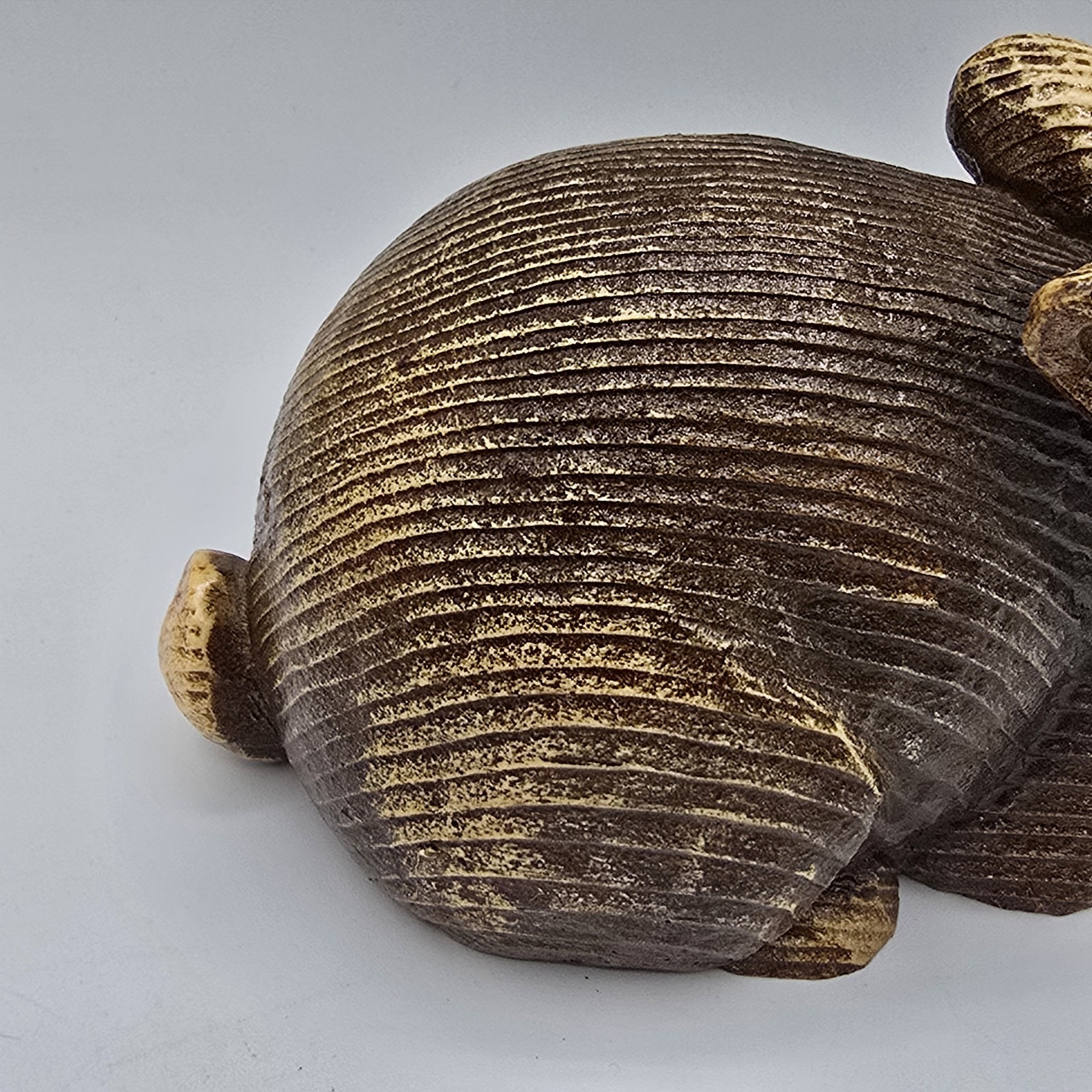 Rabbit Hare Figurine Wood Hand Carved Sculpture Vtg Bunny Easter Signed 80s