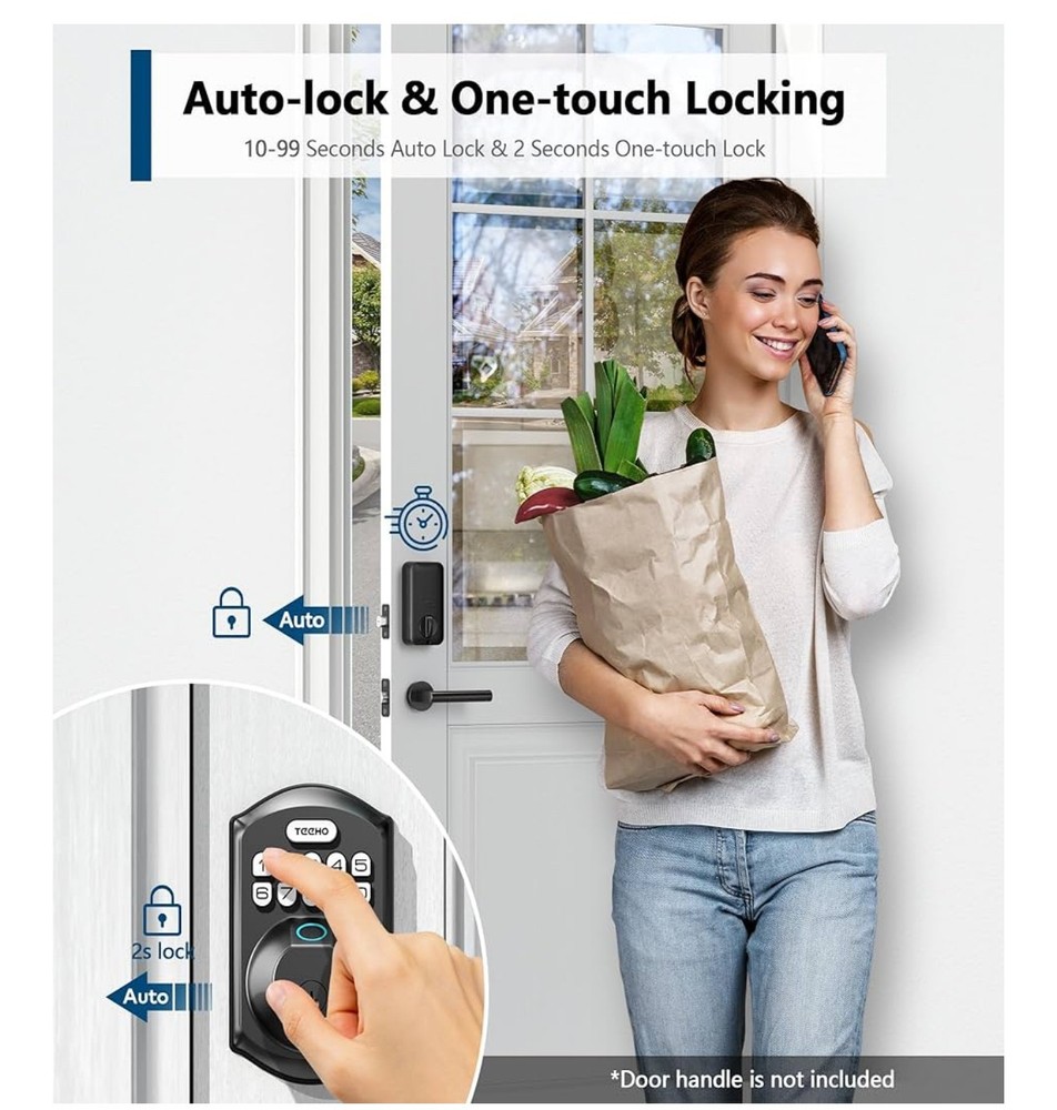 Smart Keyless Entry Electronic Keypad Deadbolt for Front Door,Auto Lock/Black