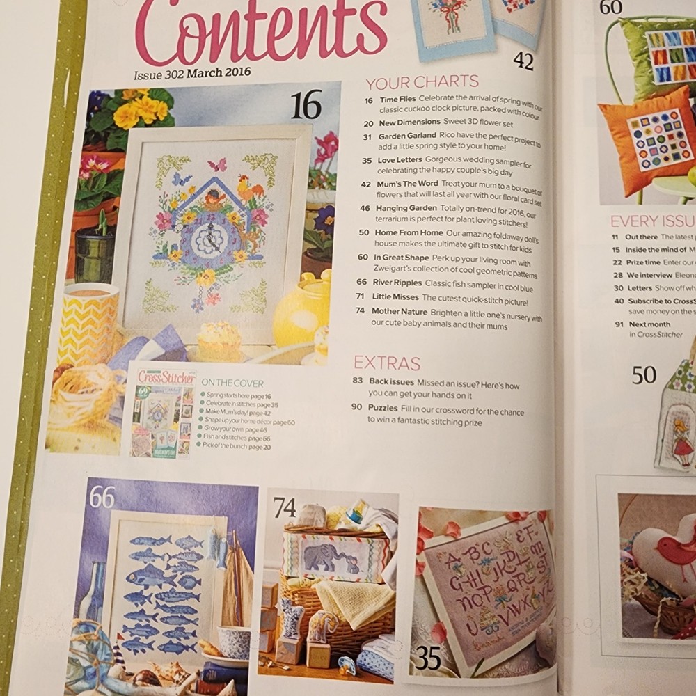 Cross Stitcher British Stitch Magazine 302 Mar 2016 Includes Kit Spring