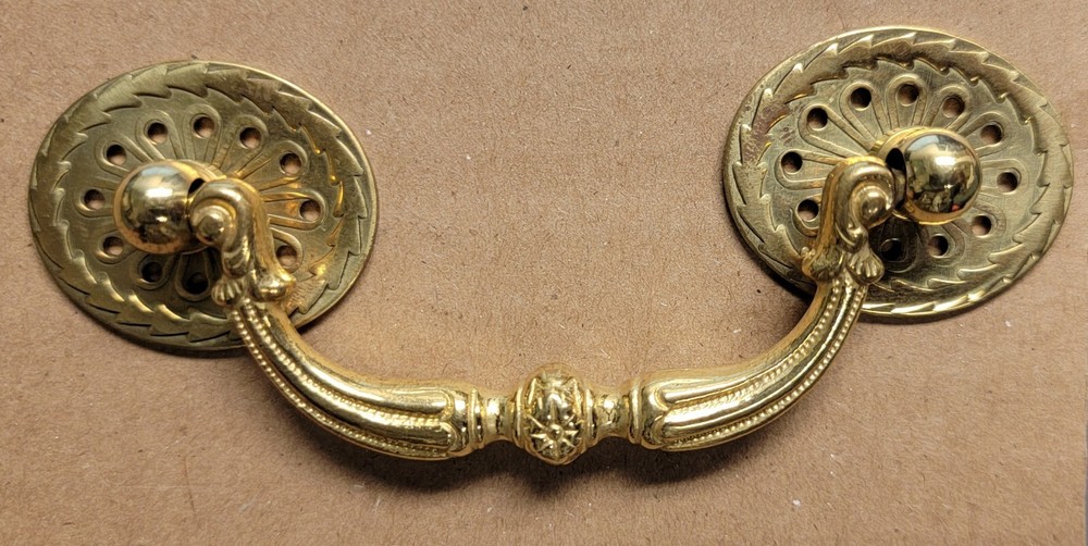 Solid Brass 3" 1129-PB Swan Neck Pull With Rosettes