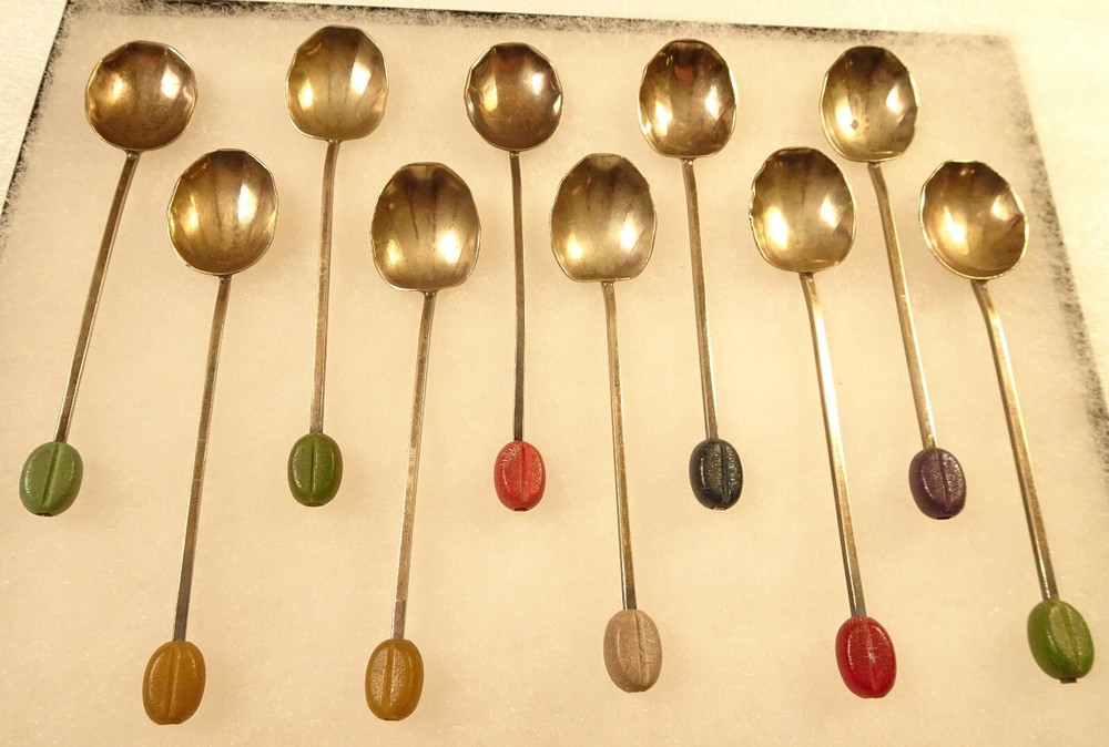 Antique Salt Spoons M & J Lot of 10 Silverplate Set