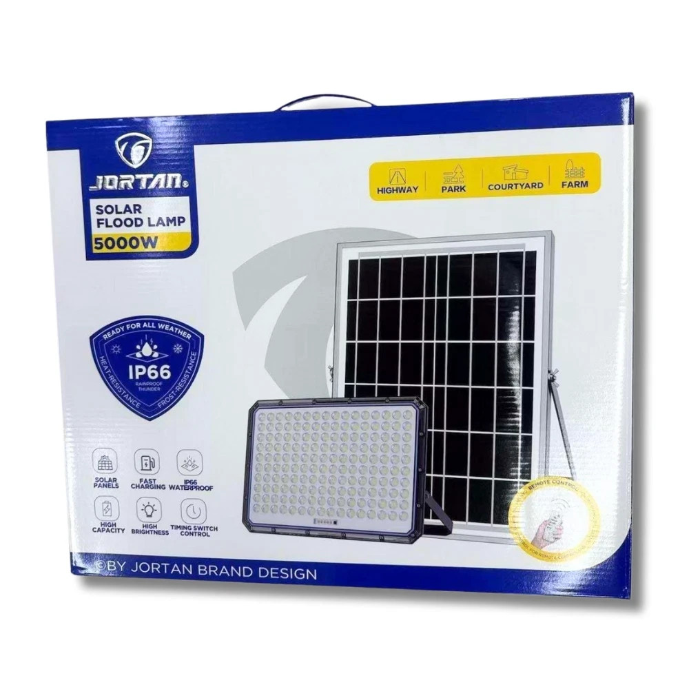 5000W Slim LED Headlight with Solar Charging Panel Twilight Remote Control IP66