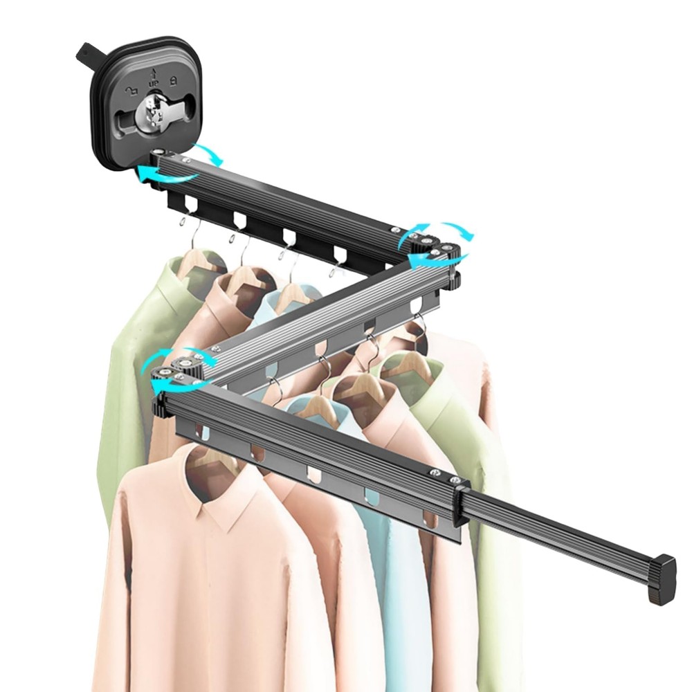 Wall Mounted Clothes Drying Rack with Suction Cup,Folding Laundry Hanger Drye...