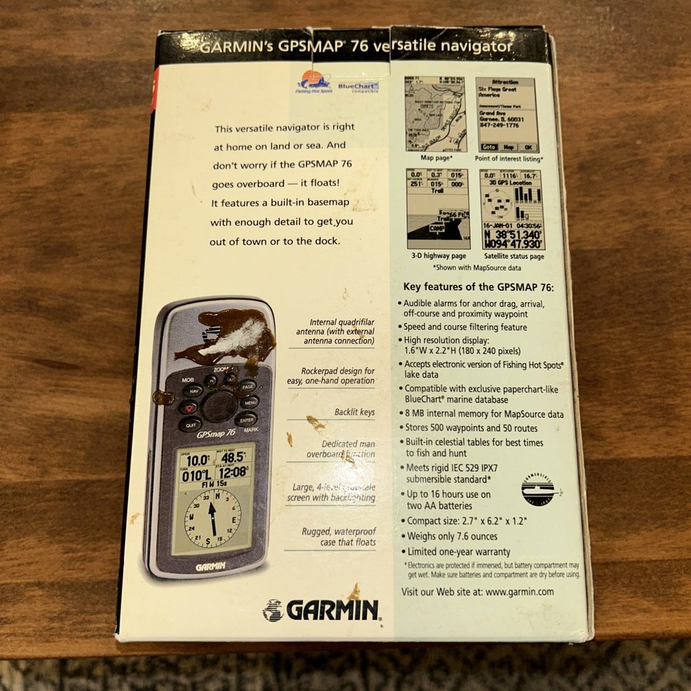 Garmin GPSMAP Versatile Marine Navigator 76 Bundle W/Power Data Cable. No Strap