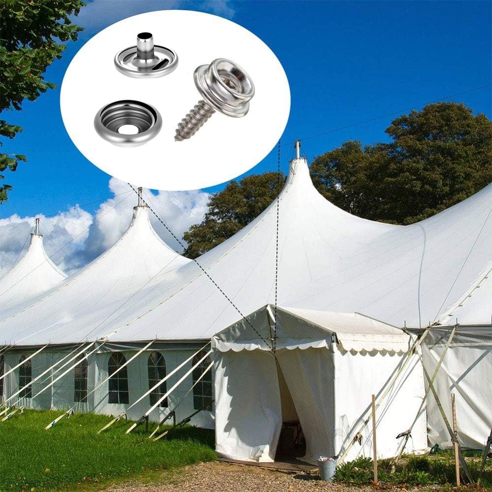 120pc Stainless Steel Fastener Snap Press Stud Cap BUTTON Marine Boat Canvas Set