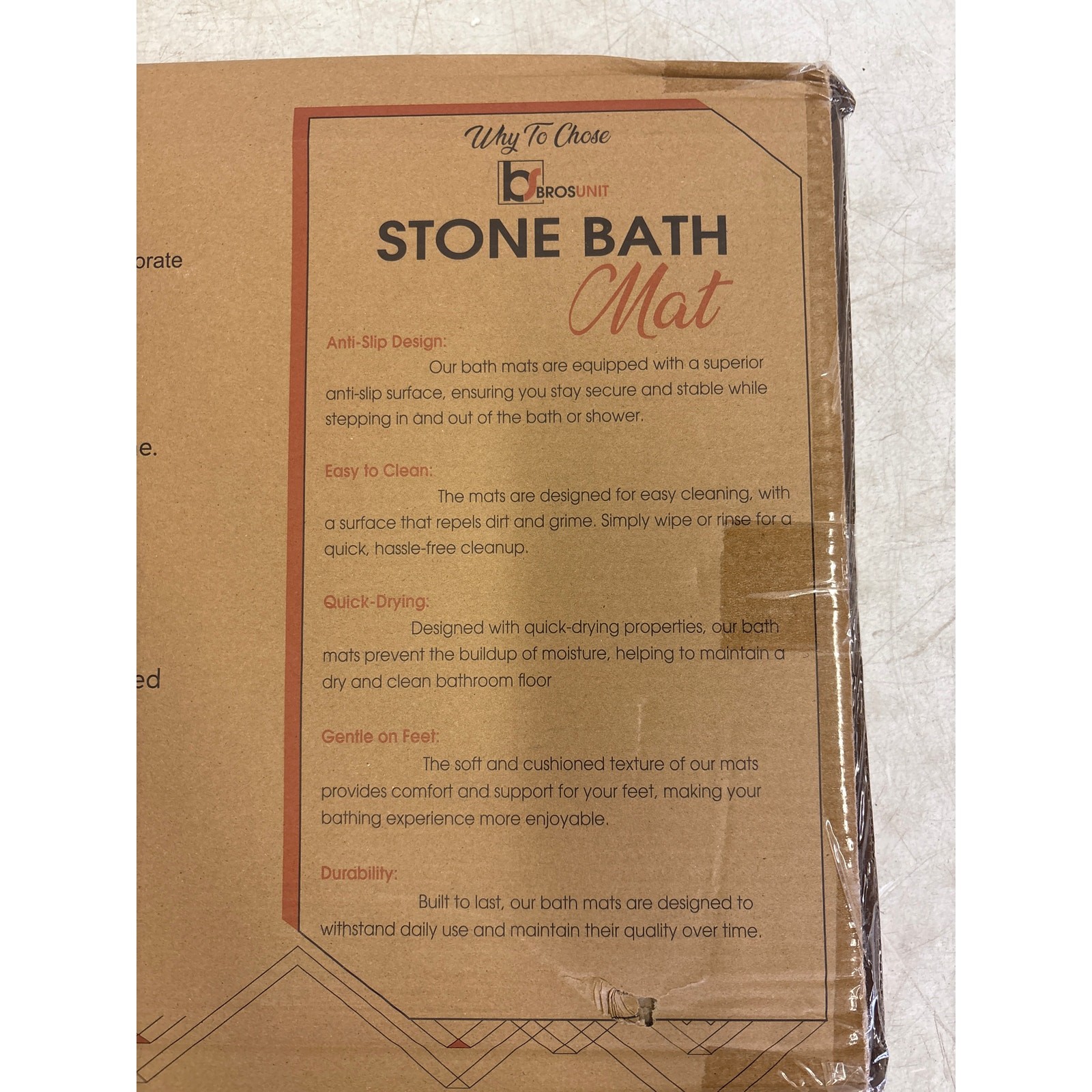 Brosunit Stone Bath Mat, Super Absorbent Quick Dry Non-Slip Mat, 23.5x15.7" Gray