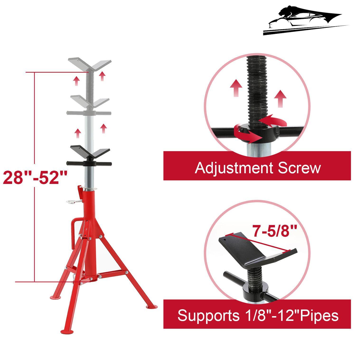 28"-52" V-Head Adjustable Pipe Jack Stands 2500 lbs Portable Steel Stability