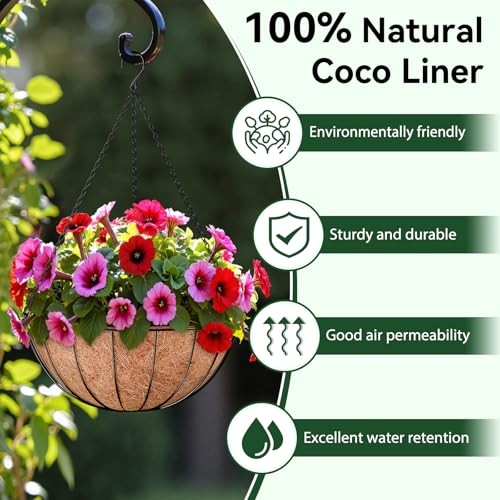 Pack 20 Inch Coco Liners for Hanging Baskets, Round Coconut Liners 20inch 4