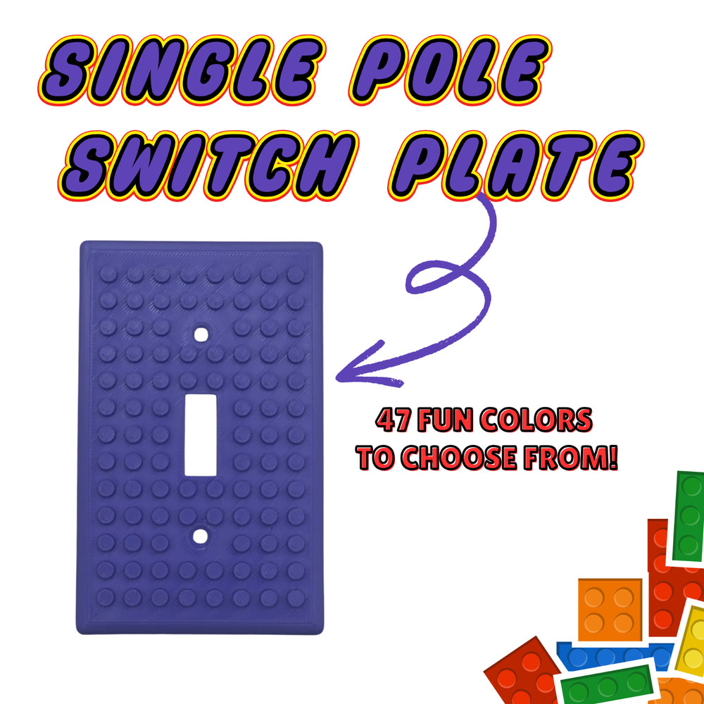 Building Brick Light Single Pole/Switch Cover Plate - Lego Compatible