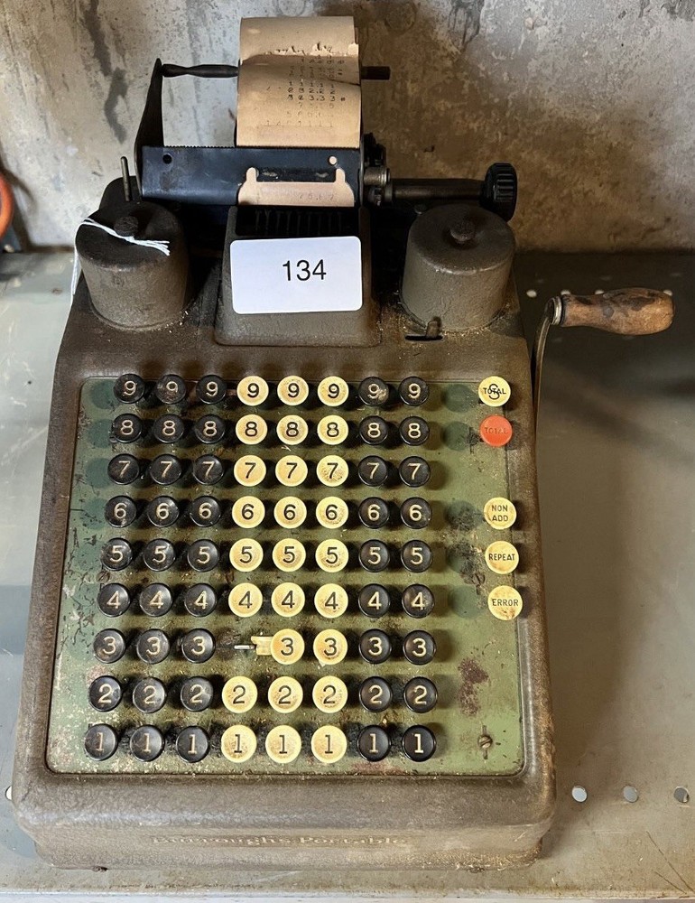 Vintage 1927 Burroughs Class 9 Portable Adding Machine Calculator
