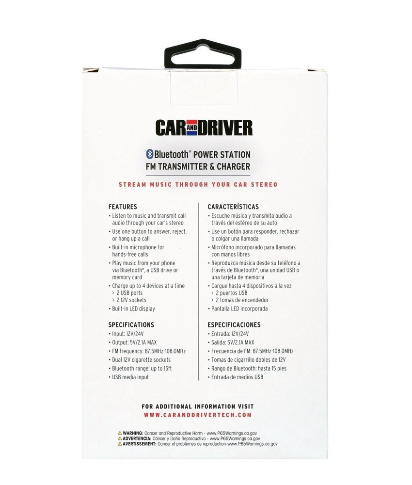 2 Pack Car And Driver Bluetooth Power Station FM Transmitter & Charger