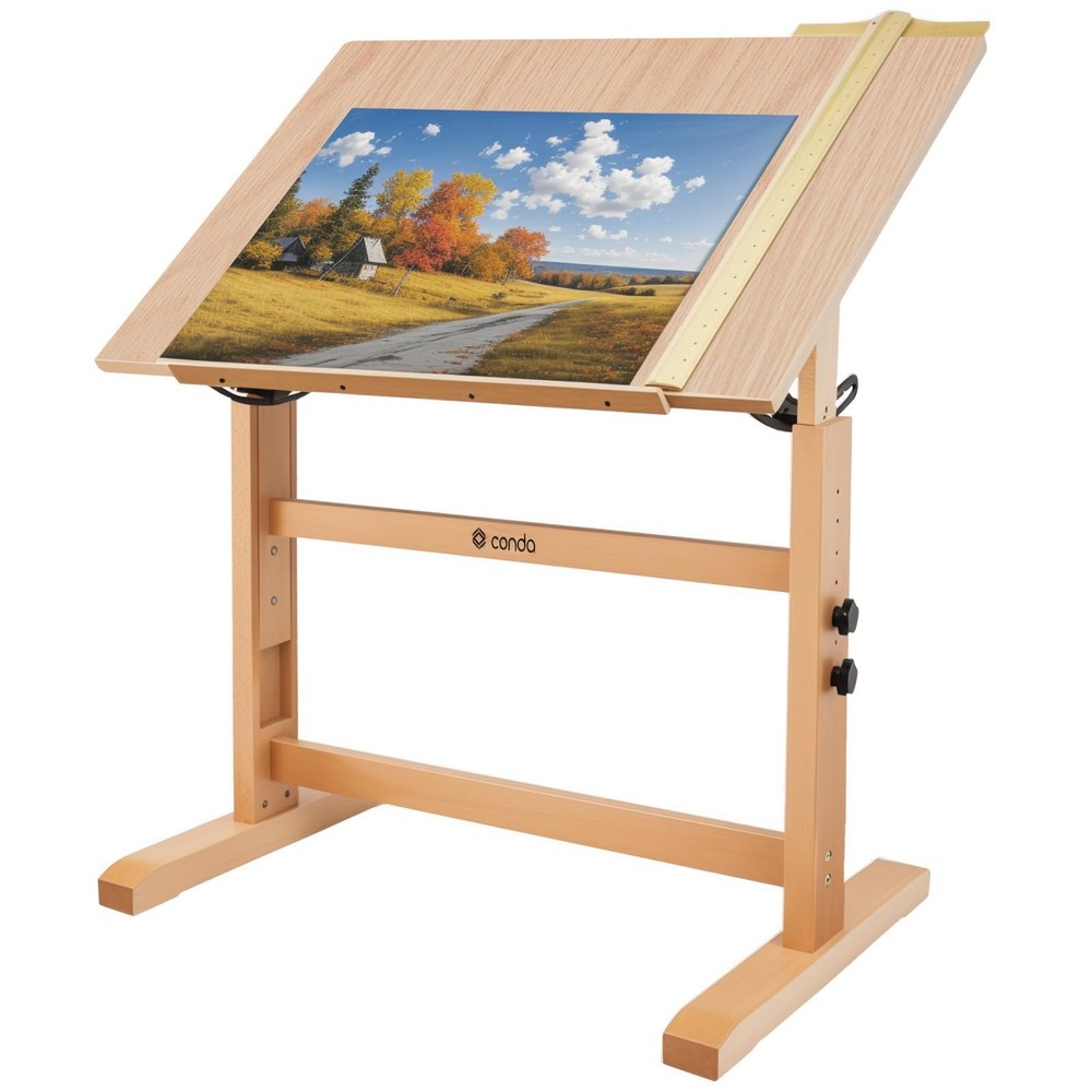 Wood Drafting Table - Adjustable Height, 35.5"x23.5" Plan Table for Construct...