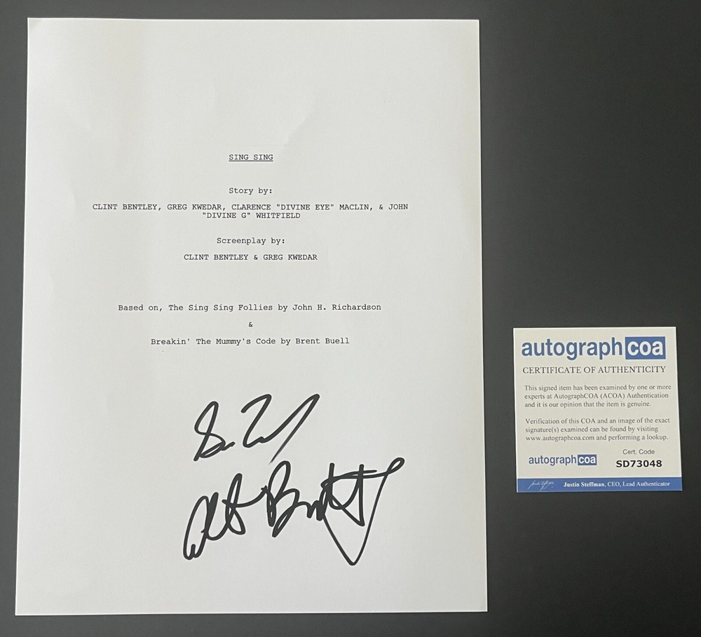 GREG KWEDAR CLINT BENTLEY SIGNED AUTOGRAPH SING SING SCRIPT w/EXACT PROOF & COA