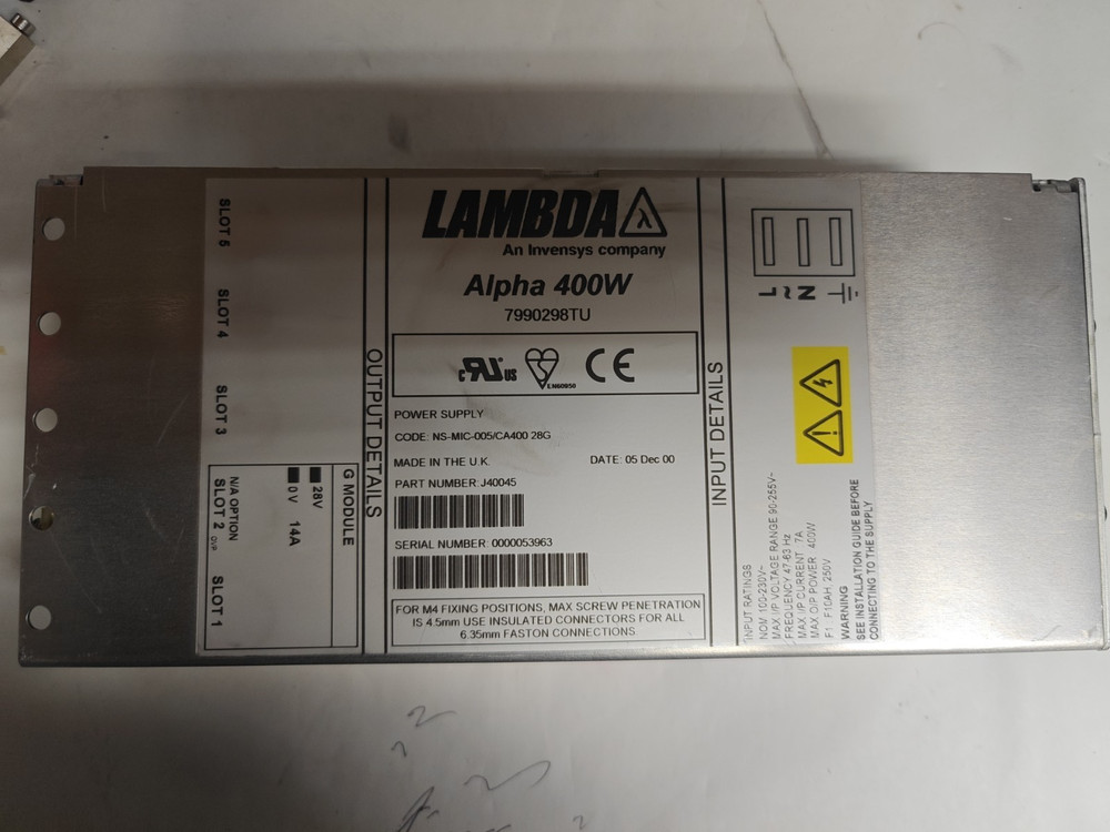 Coutant Lambda J40045 Alpha 400W Power Supply 7990298TU