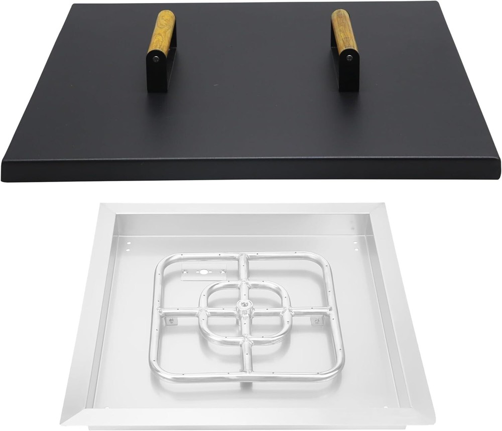 FEBTECH 21" Fire Pit Snuffer Lid Square for 19" Fire Pits with Wooden Handles