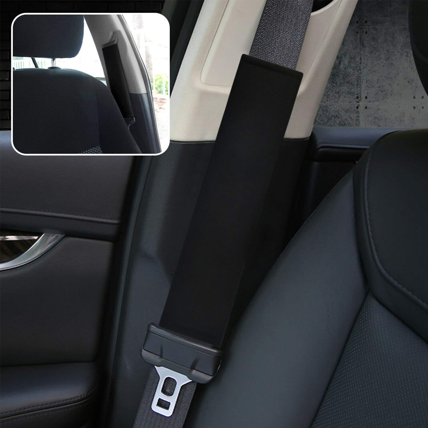 2PCS Universal Seat Belt Cover Soft Shoulder Pad Strap Protector Car Truck Black