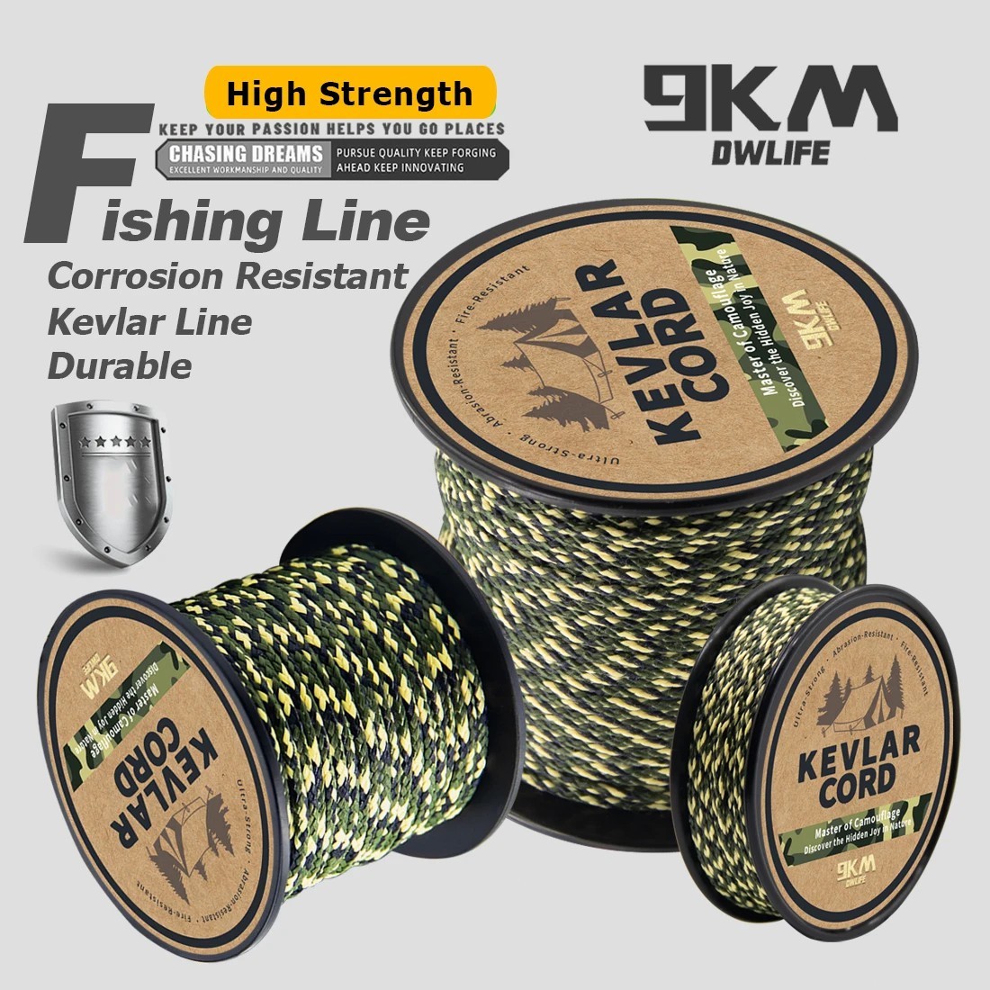 Braid Kevlar Cord 100-1000LBs High Tensile Strong Fishing Line Made with Kevlar