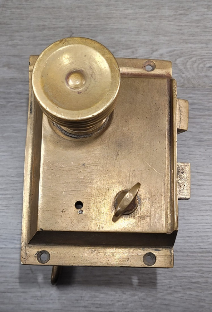 Antique Rim Lock Set Solid Brass Privacy Slide Bolt