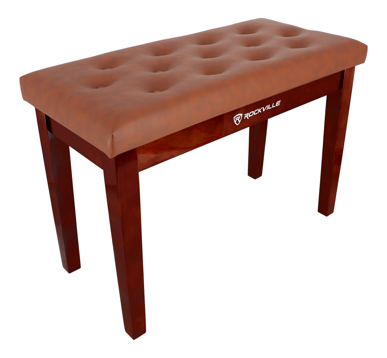 Rockville PB7 BROWN Premium Piano Bench w/Thailand Wood, Comfy Padding + Storage