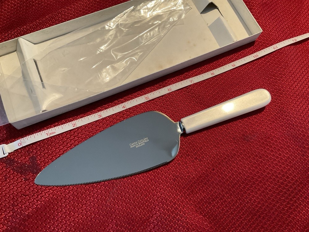 Vtg Capco Sheffield England Cake Pie Cutter Brides Server Pearlized Handle Boxed