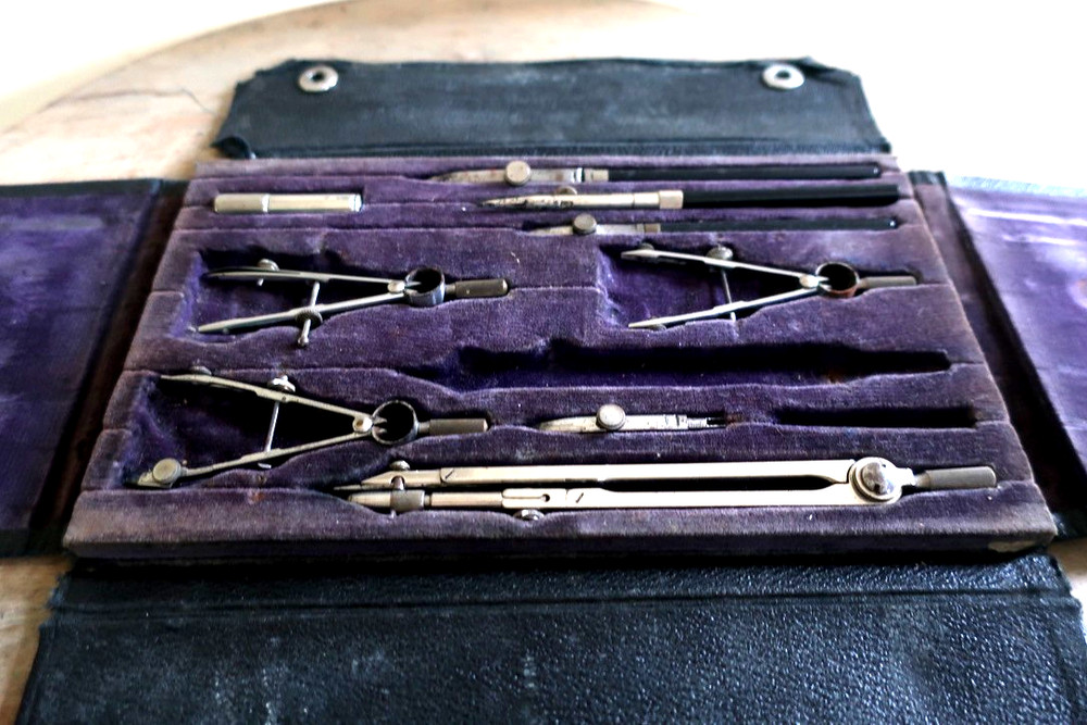 Antique Technical Drawing Set for Architects Cartographers In Case