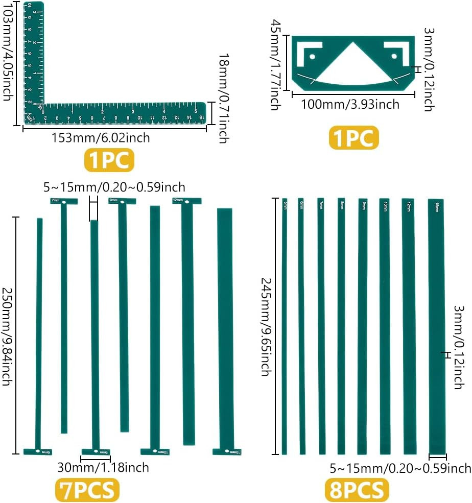 1 Set 17Pcs Flexible Acrylic Bookbinding Templates Binding Package Teal Bookbin