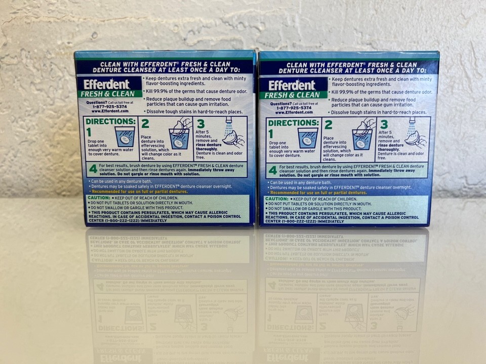 Efferdent Tablets Plus Mint Denture Cleanser 44 Each total 88 Tablets - 2 Pack