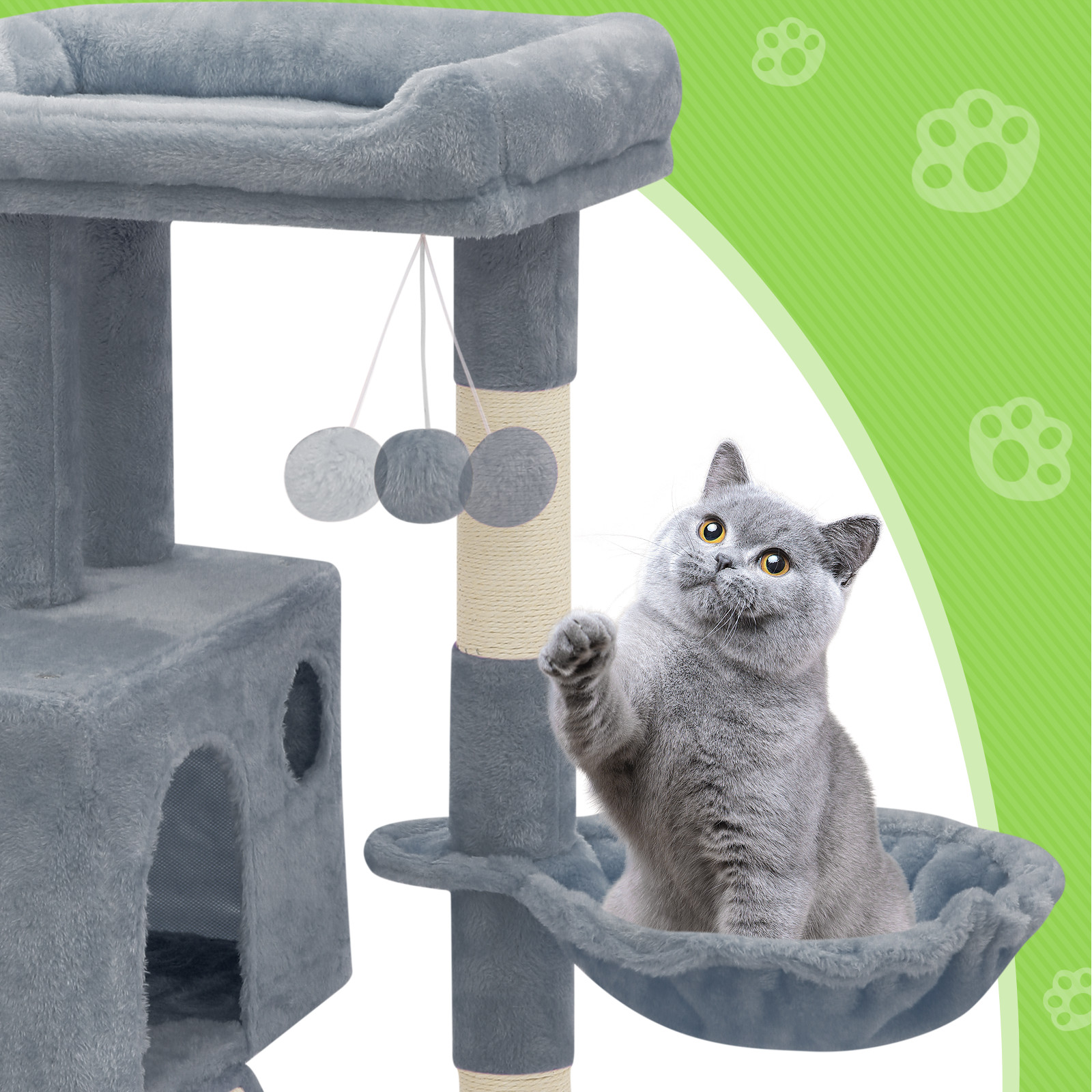 Cat Tree Kitten Playing Condo House Activity Center Light Gray/ Pink/Smoky Gray