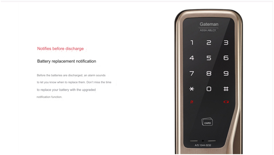 Gateman Digital Door Lock Dandy+ Push-Pull With Handle Key Tag 4 Key Cards