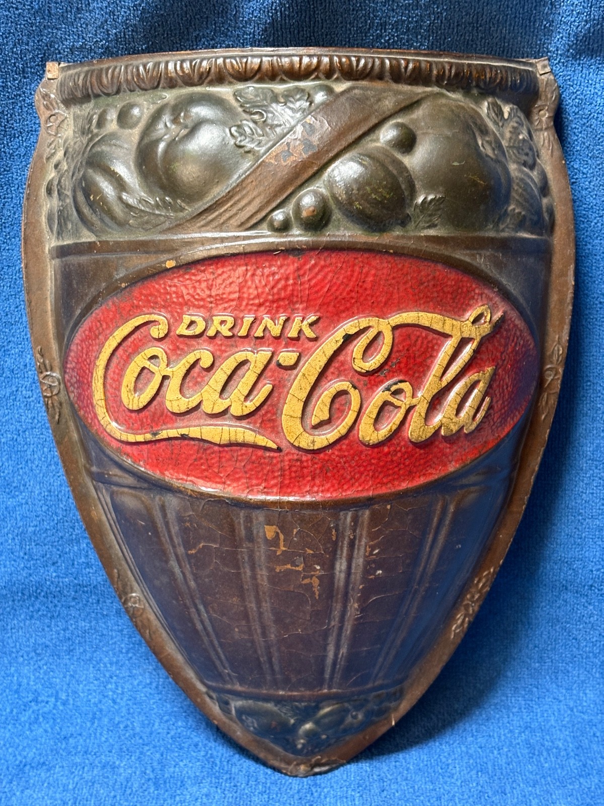 Coca Cola Original Wall Pocket Sconce Scarce Coke c.1925 Advertising Wall Sign