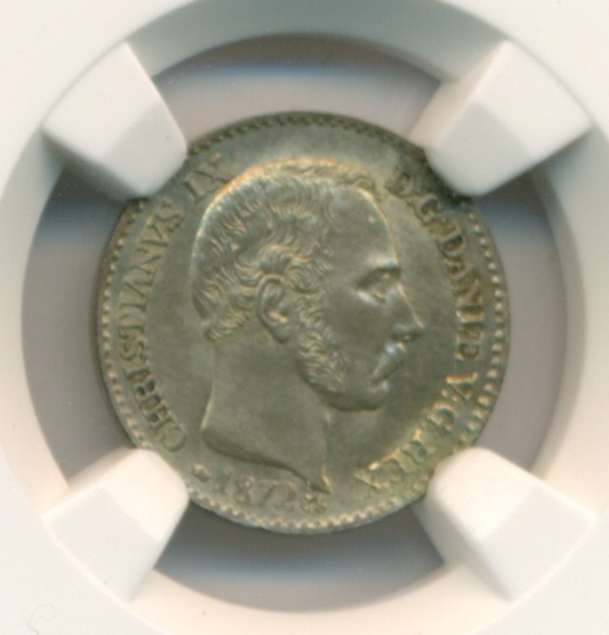 Denmark Silver 1872 CS 4 SRM MS65 NGC