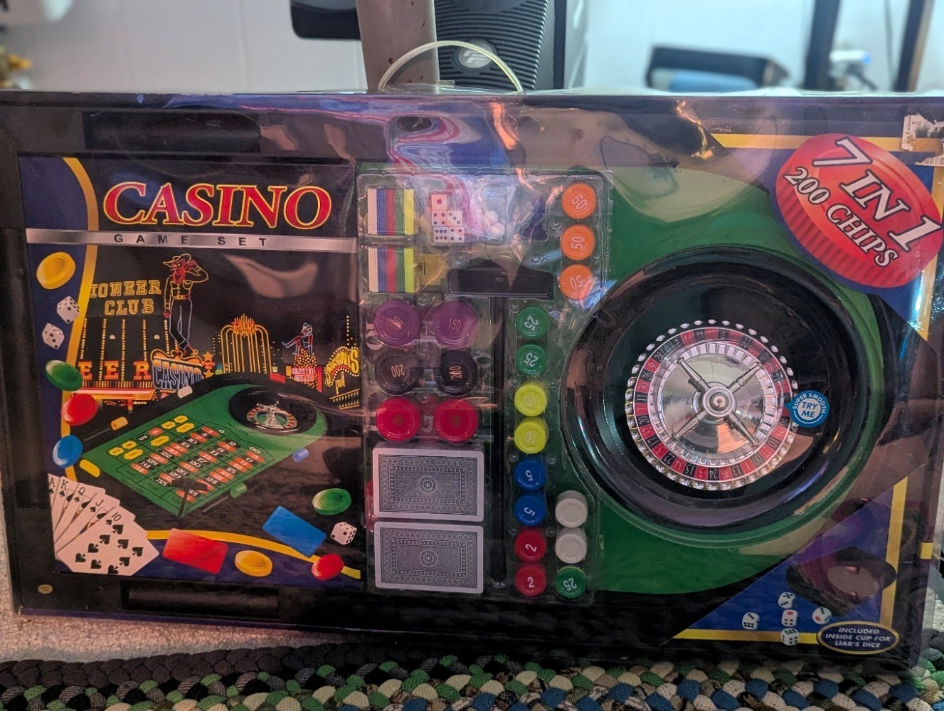 🎲 HIGH STAKES AT HOME – 7-in-1 Casino Game Set w/ Roulette Wheel, Chips & Cards