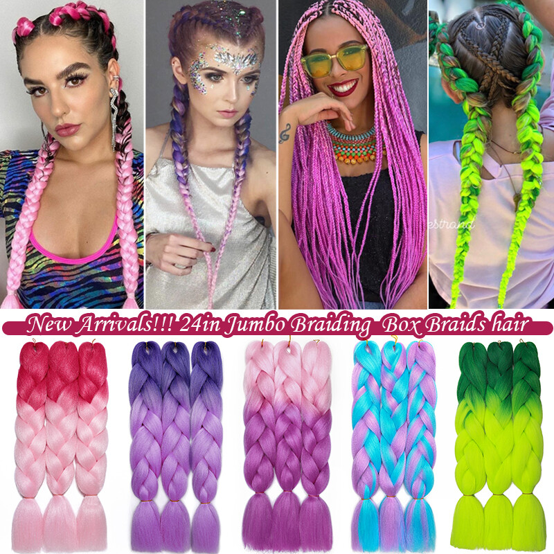 60 Big-color Jumbo Braiding Hair Extensions Braids Twist Ombre Kanekalons 24"