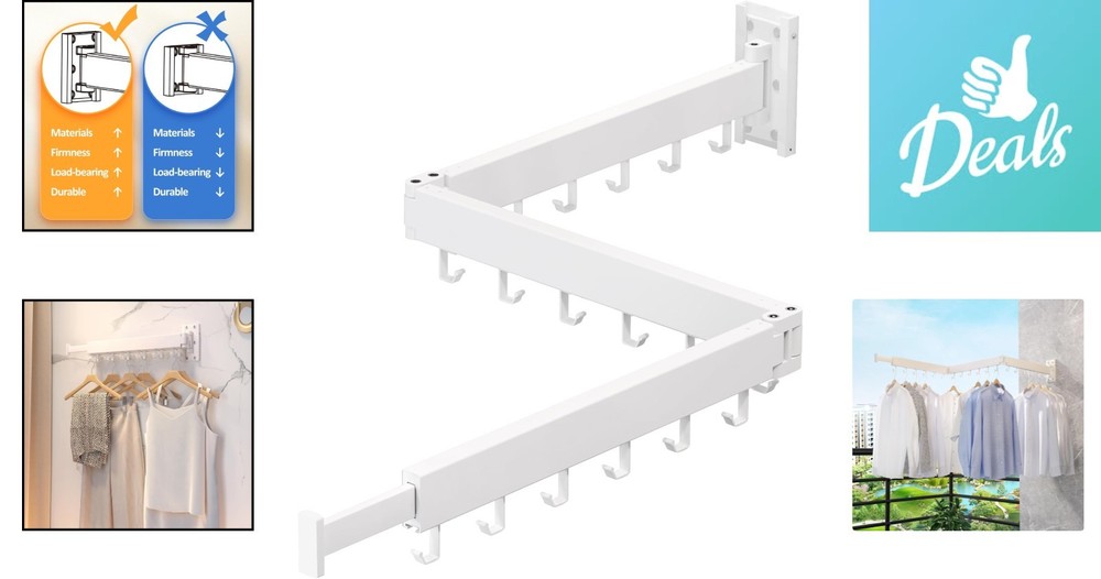 Versatile Wall-Mounted Clothes Rack - Perfect for Laundry, Balcony, or Bathroom
