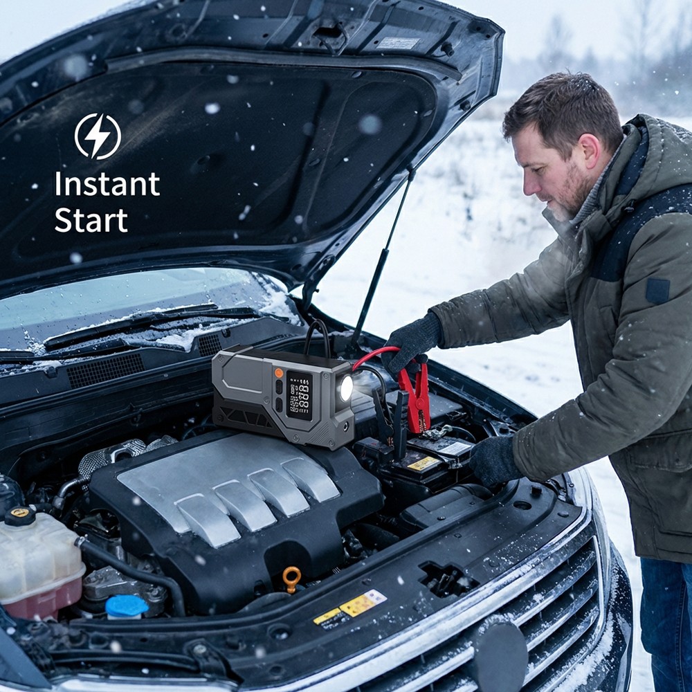 99800mAh Car Jump Starter Booster Jumper Box Tire Inflator Compressor Air Pump