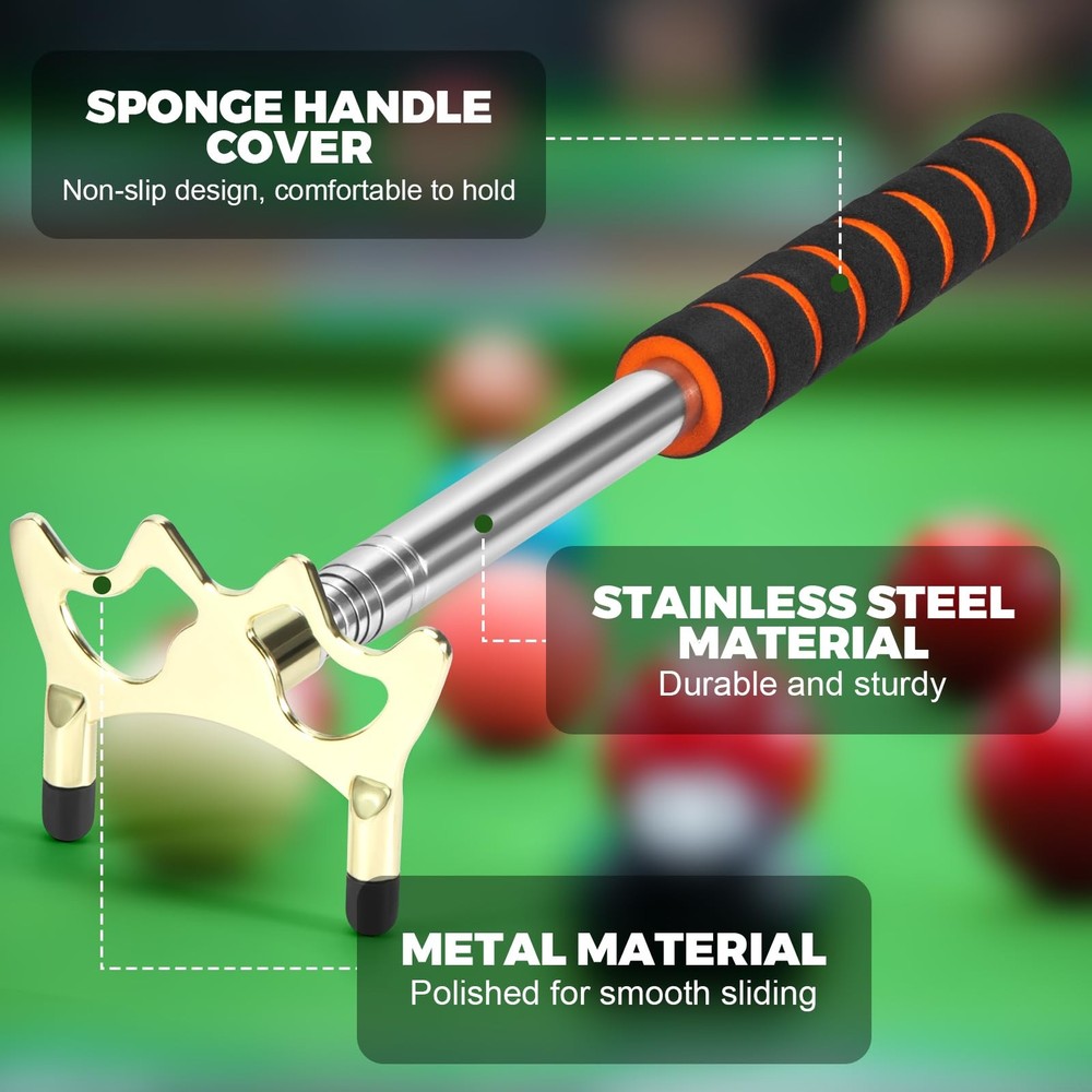 Pool Bridge Stick, Professional Retractable Pool Cue Bridge with Removable Br...