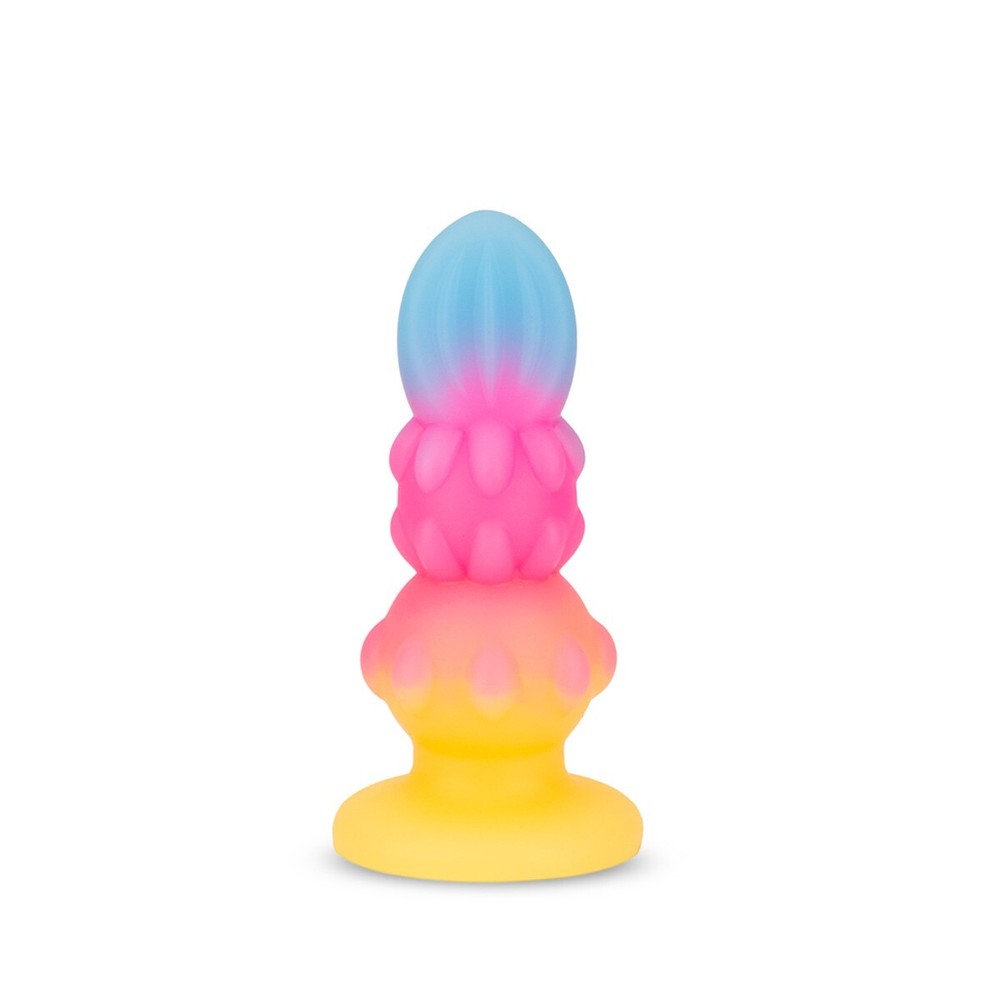 Soft Squeezable Glow in the Dark Silicone Beaded Bumpy Anal Butt Plug Small
