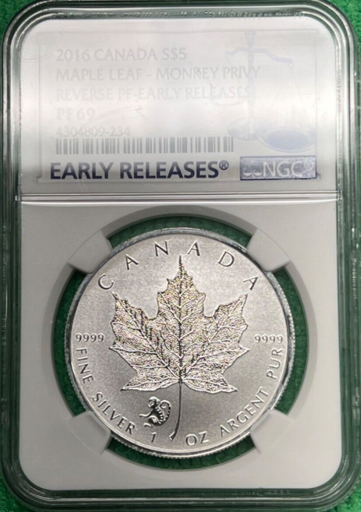 2016 Canada $5 Maple Leaf Monkey Privy Reverse Proof Early Release NGC PF 69
