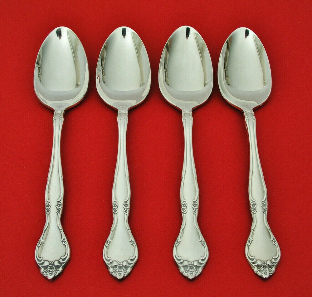 (4) ONEIDA - AFFECTION 1960 - 6" TEASPOONS - SILVERPLATE - U.S.A.