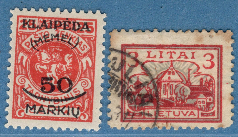 1923 Germany Memel Lithuania. TWO STAMPS 3734