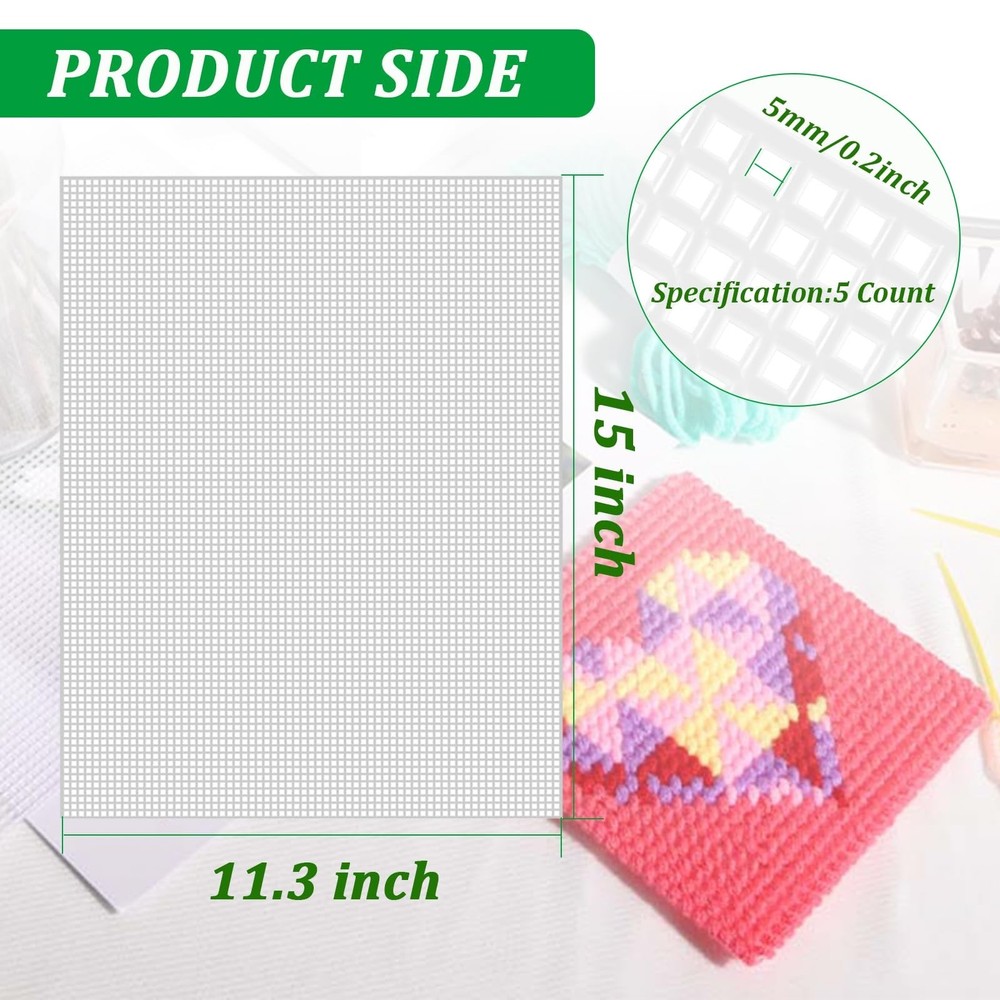 5PCS Plastic Canvas Sheets 15x11.3 inch, 5 Count Plastic Canvas Mesh Sheets, ...